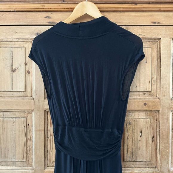 Maeve Anthropologie Small Dress Black Maxi V-Neck‎ Low Cut Cinching Slit - Picture 8 of 10
